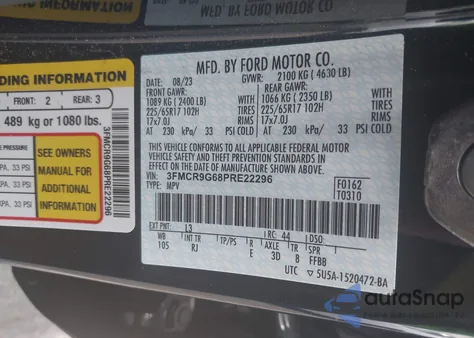 2023 Ford Bronco Sport Heritage из США, поврежденный, VIN 3FMCR9G68PRE22296